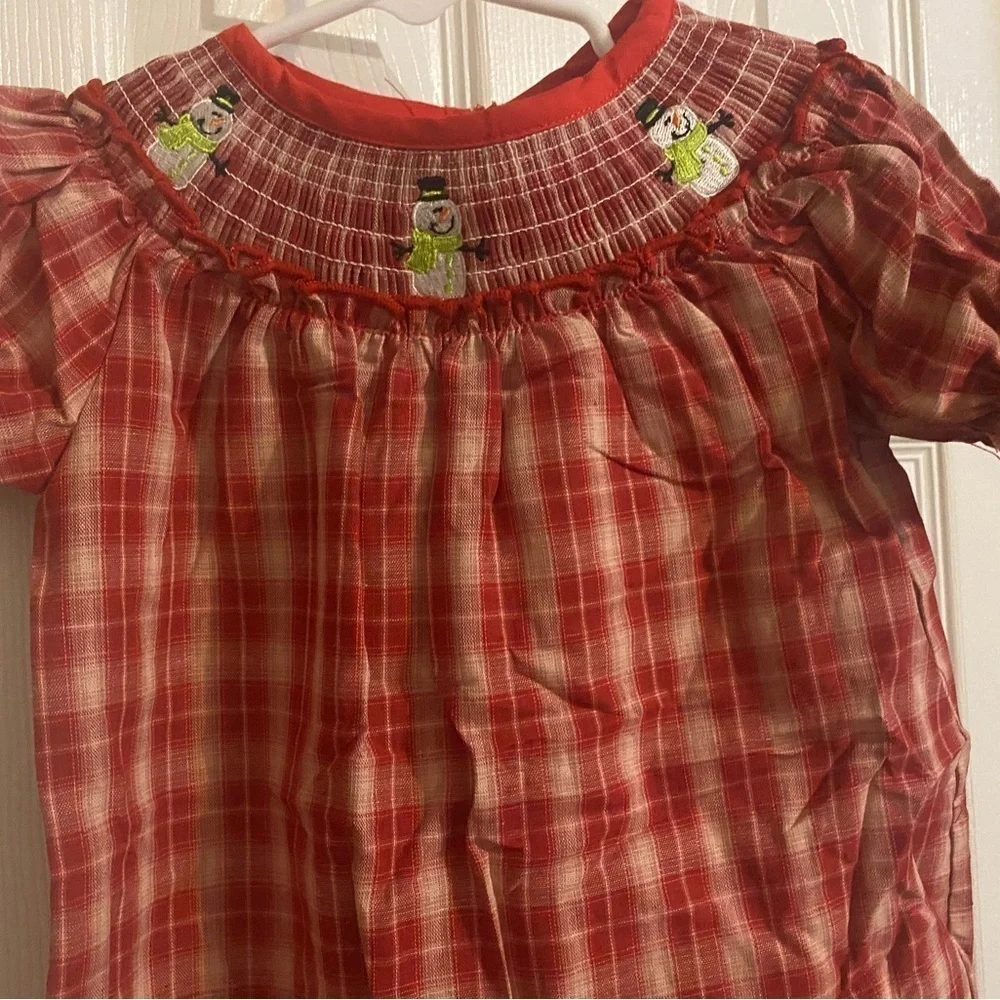 NWT Smocked Snowman Bubble Romper